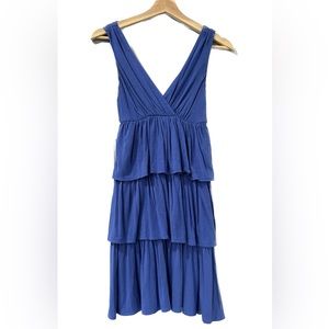 J. Crew Women’s Ruffle Tiered Dress Sleeveless V-neck Blue Size XXS